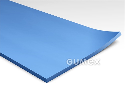 Silikonová pryž pro laminace 7001/40, tloušťka 1,5mm, šíře 1600mm, 50°ShA, VMQ, otisk textilu na rubové straně, -50°C/+200°C, modrá
